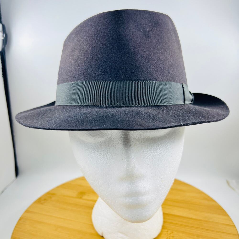 Vintage Borsalino Alessandria Stingy Brim Trilby Fedora Hat Fur Felt 7 1/8 57